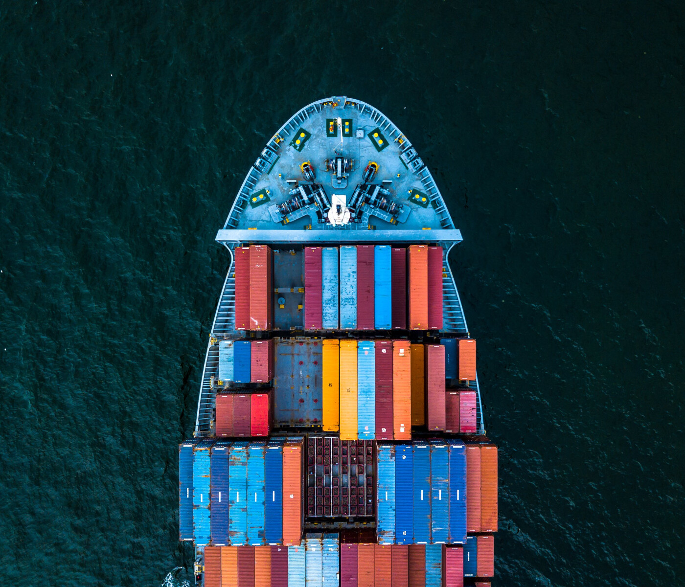 Containers on a container ship